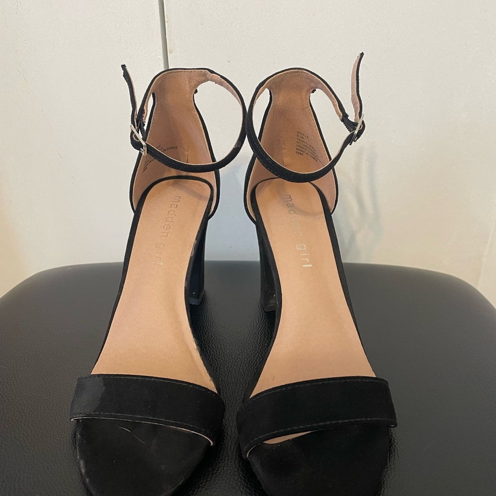 Madden Girl Black Stiletto Heels with Ankle Strap